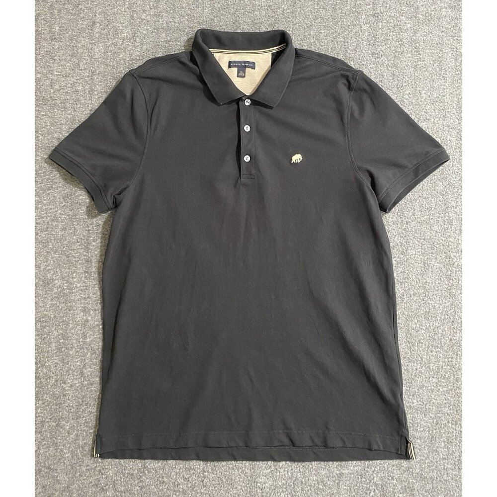 Banana Republic Mens Polo Shirt Solid Black Cotton Short Sleeve Collar Size XL